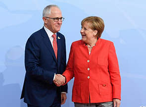 德国总理默克尔欢迎澳大利亚总理特恩布尔