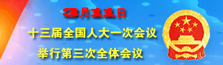 3月11日：十三届全国人大一次会议举行第三次全体会议 